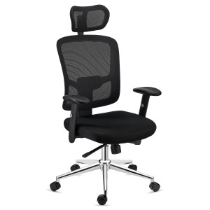 Silla Ergonómica MARKO, reposacabezas y soporte lumbar, en negro