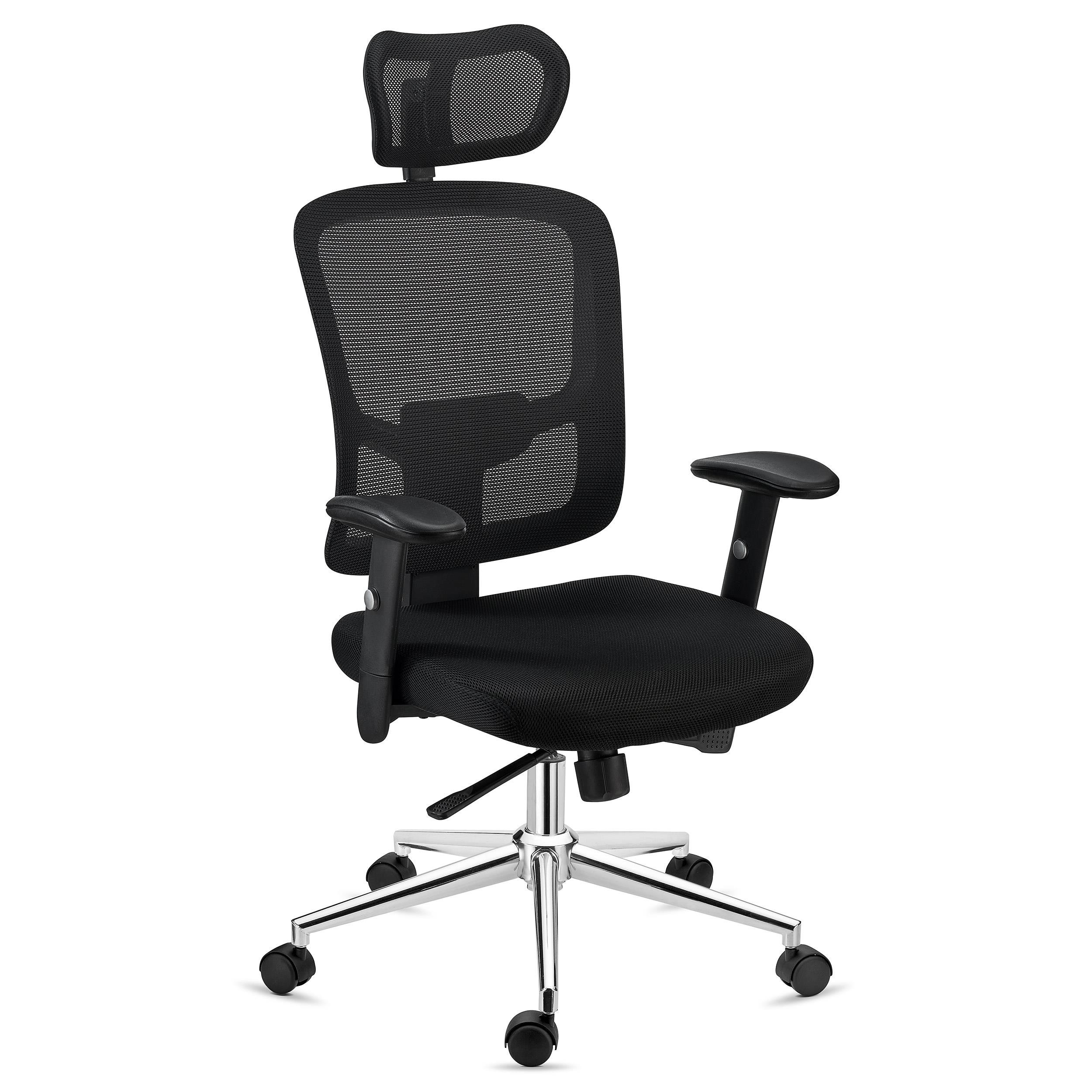 Silla Ergonómica MARKO, Reposacabezas, Soporte Lumbar, Mecanismo Sincro, En Negro
