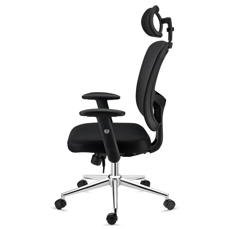 Silla Ergonómica MARKO, reposacabezas y soporte lumbar, en negro