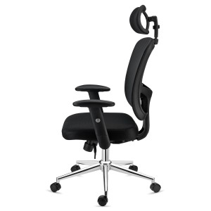 Silla Ergonómica MARKO, reposacabezas y soporte lumbar, en negro