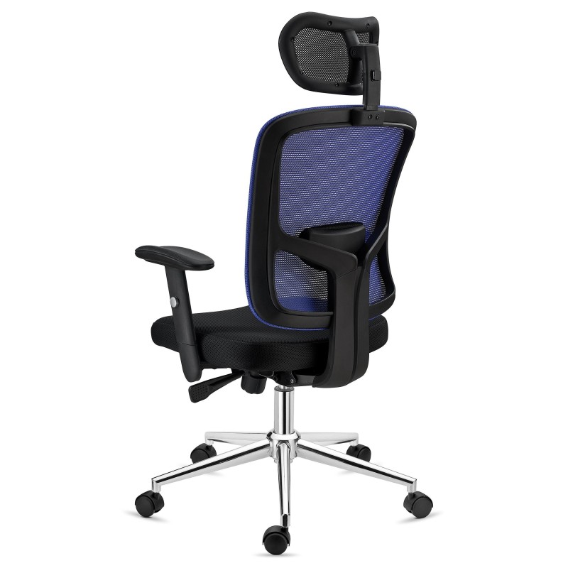 Silla Ergonómica MARKO, reposacabezas y soporte lumbar, en negro