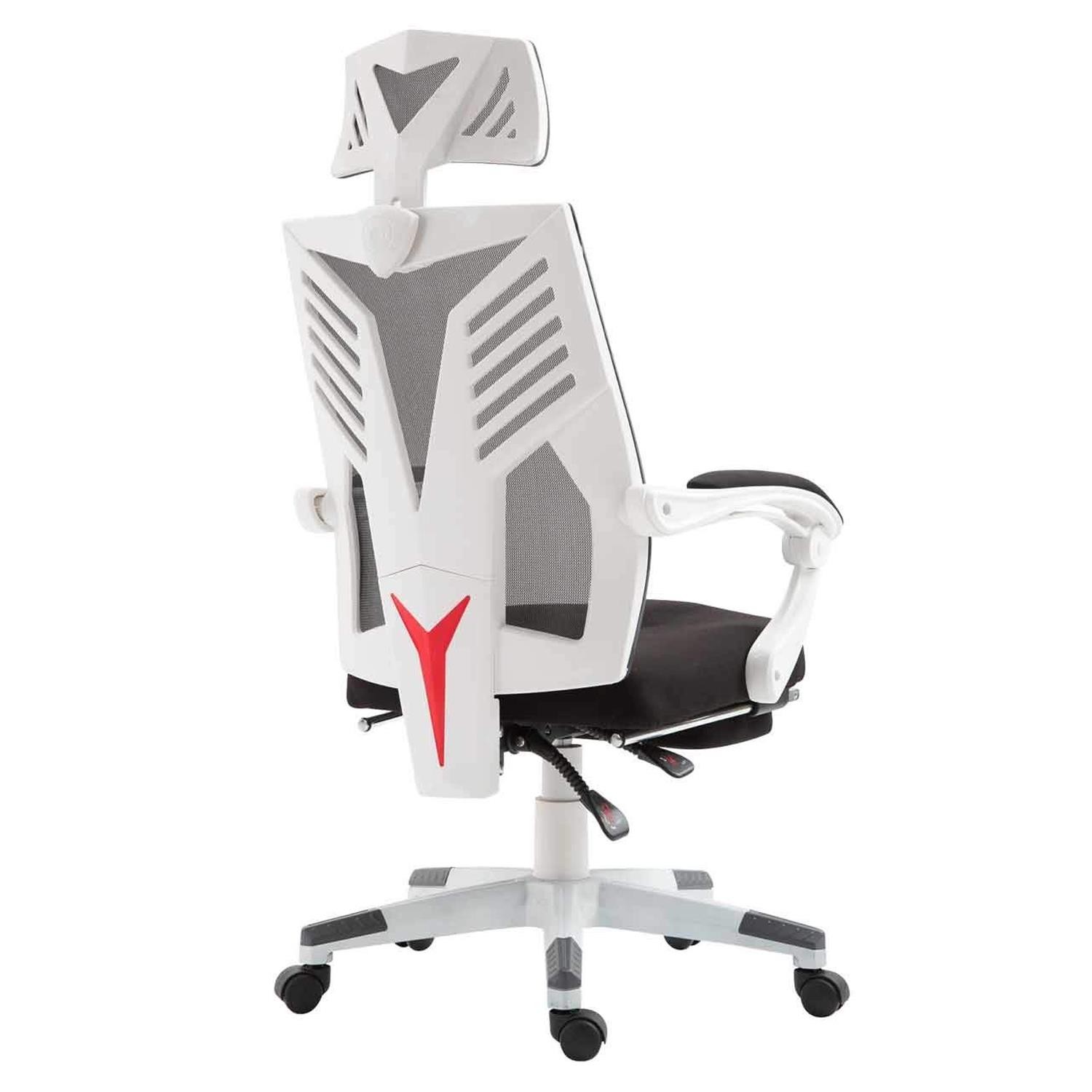 Silla Gaming NEON WHITE, Ergonómica, Reposapiés Extensible, en Malla Transpirable Negra