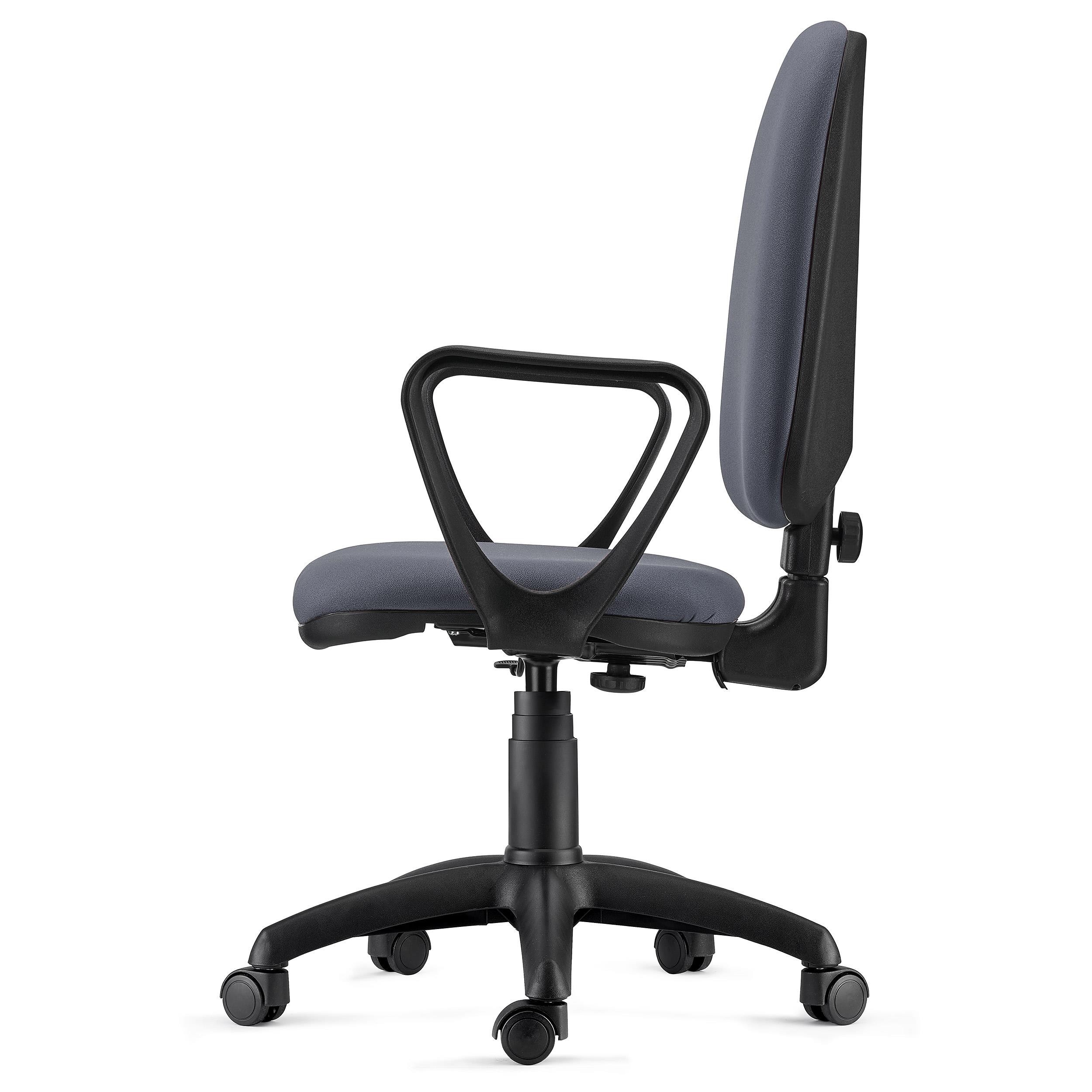Silla de Oficina ANDREA, Respaldo Ajustable, Robusta y Versátil, con Reposabrazos, Tela Negra