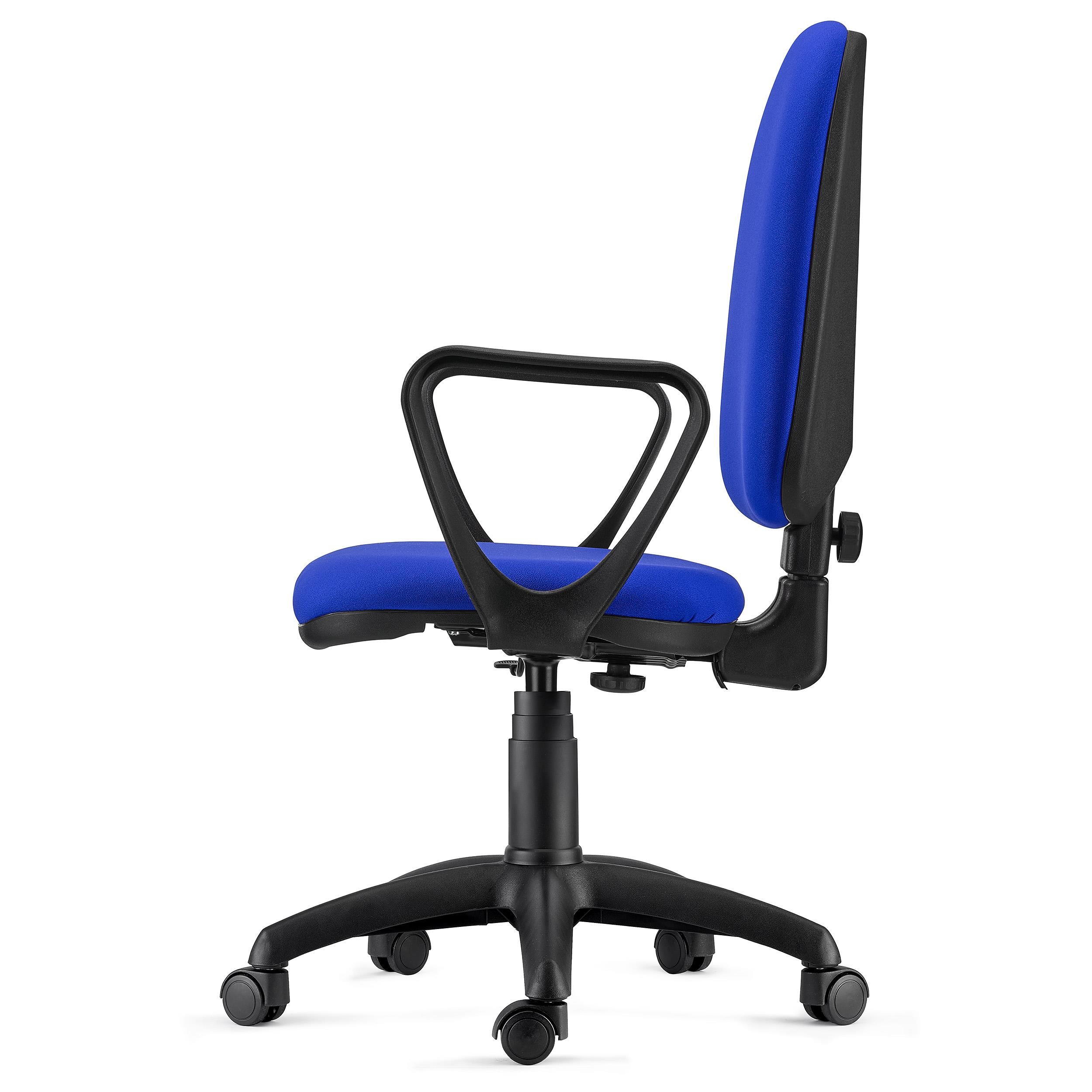 Silla de Oficina ANDREA, Respaldo Ajustable, Robusta y Versátil, con Reposabrazos, Tela Negra