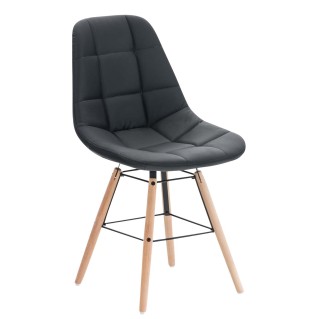Silla de Confidente TOMMY, Madera Haya y Piel Negra