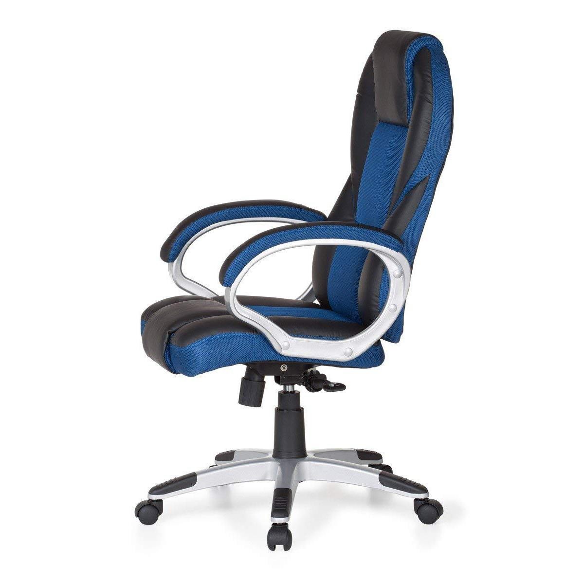 Silla Gaming ELIU, Diseño Deportivo, Grueso Acolchado, en Piel y Malla Negra