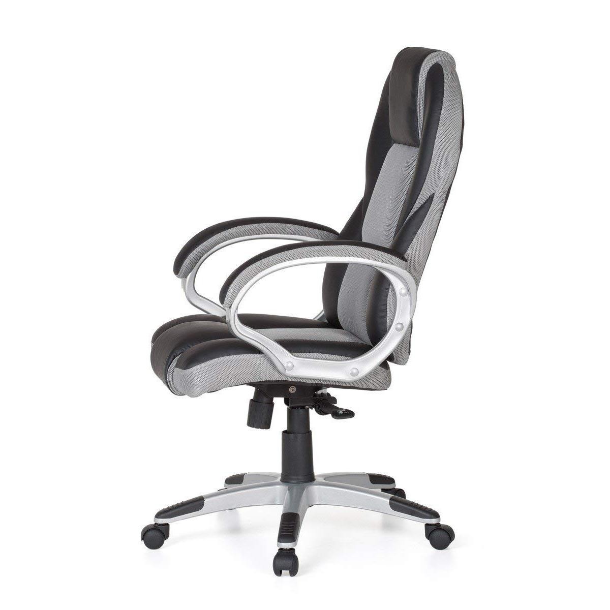 Silla Gaming ELIU, Diseño Deportivo, Grueso Acolchado, en Piel y Malla Negra
