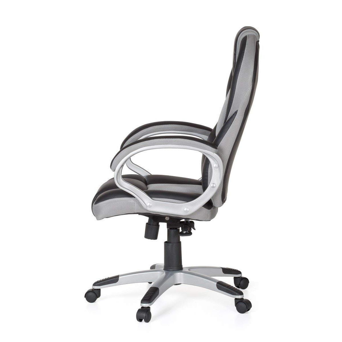Silla Gaming ELIU, Diseño Deportivo, Grueso Acolchado, en Piel y Malla Negra