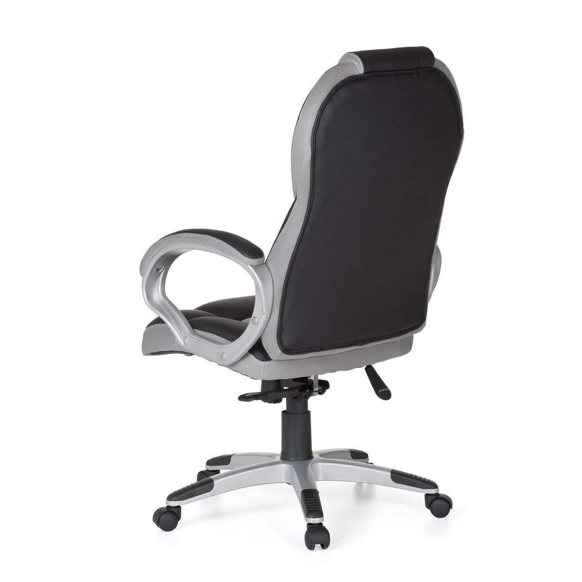 Silla Gaming ELIU, Diseño Deportivo, Grueso Acolchado, en Piel y Malla Negra
