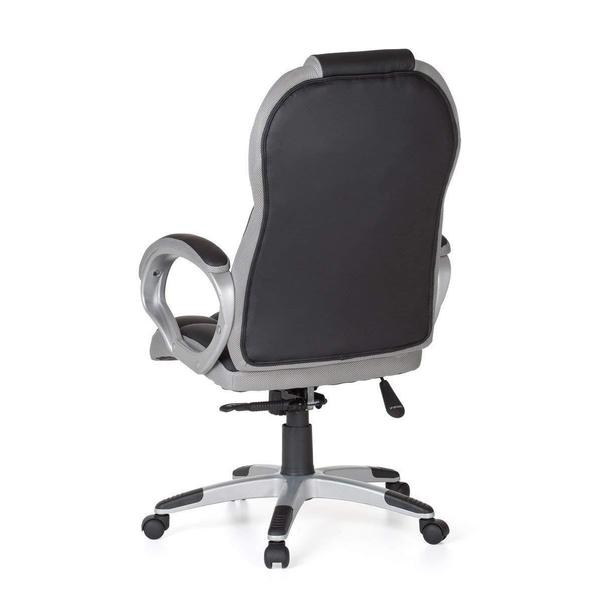 Silla Gaming ELIU, Diseño Deportivo, Grueso Acolchado, en Piel y Malla Negra