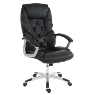Sillón de oficina DIONE, máximo confort con grueso acolchado, en piel negra