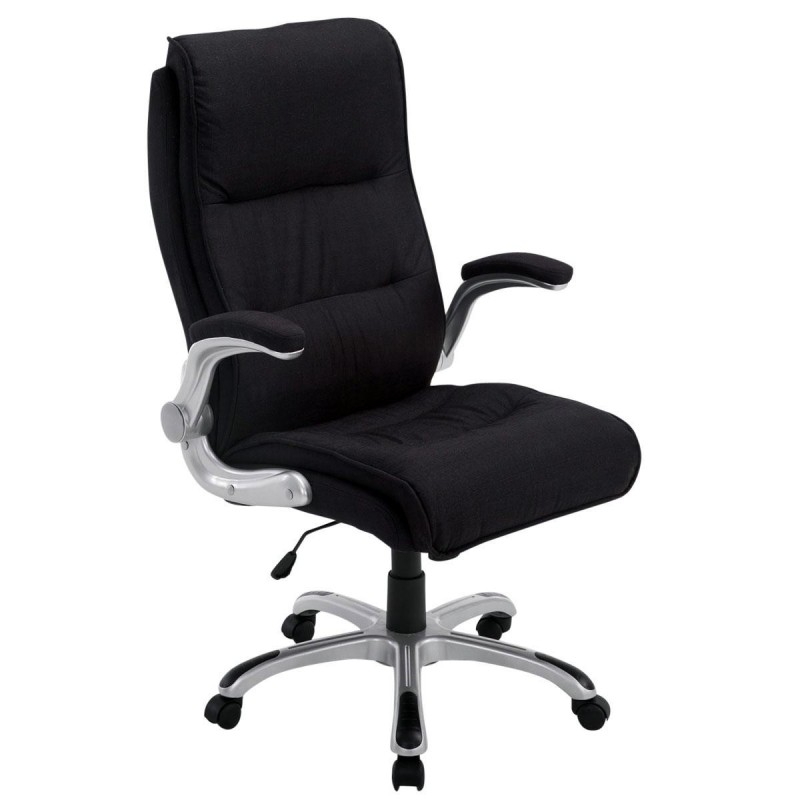 Sillón de Oficina CRISTIANO TELA, Reposabrazos Abatibles, En Negro