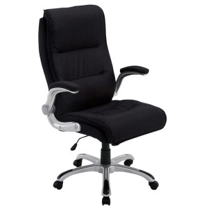 Sillón de Oficina CRISTIANO TELA, Reposabrazos Abatibles, En Negro