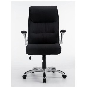 Sillón de Oficina CRISTIANO TELA, Reposabrazos Abatibles, En Negro