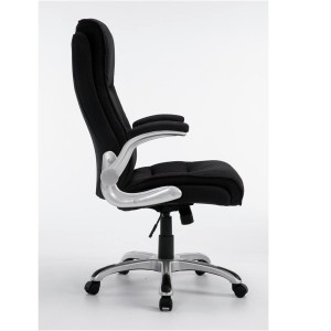 Sillón de Oficina CRISTIANO TELA, Reposabrazos Abatibles, En Negro