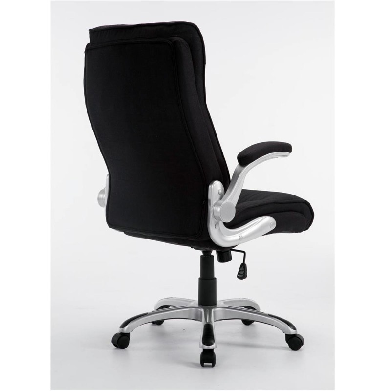 Sillón de Oficina CRISTIANO TELA, Reposabrazos Abatibles, En Negro
