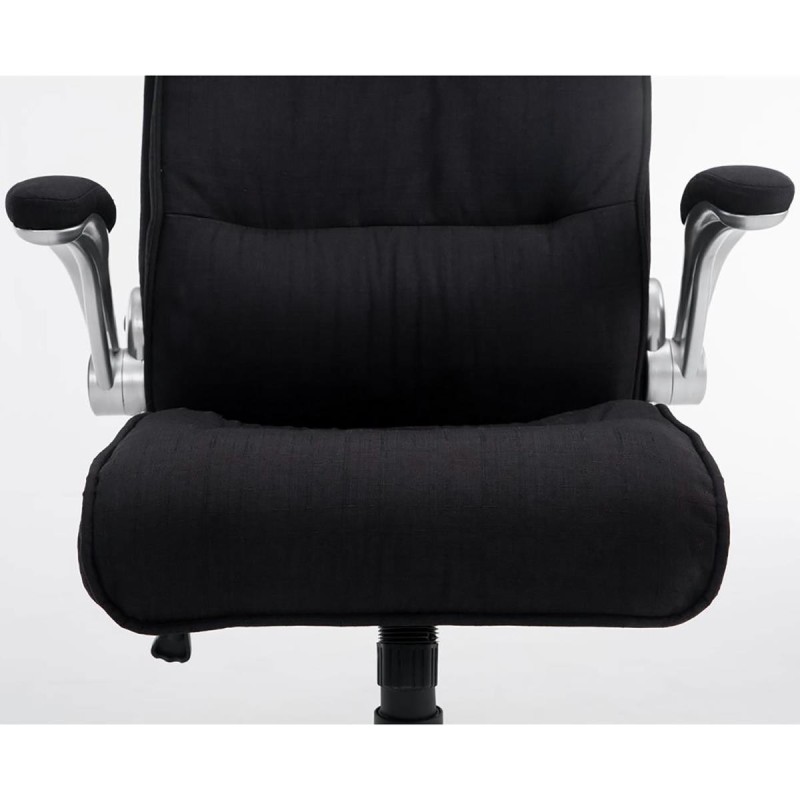 Sillón de Oficina CRISTIANO TELA, Reposabrazos Abatibles, En Negro
