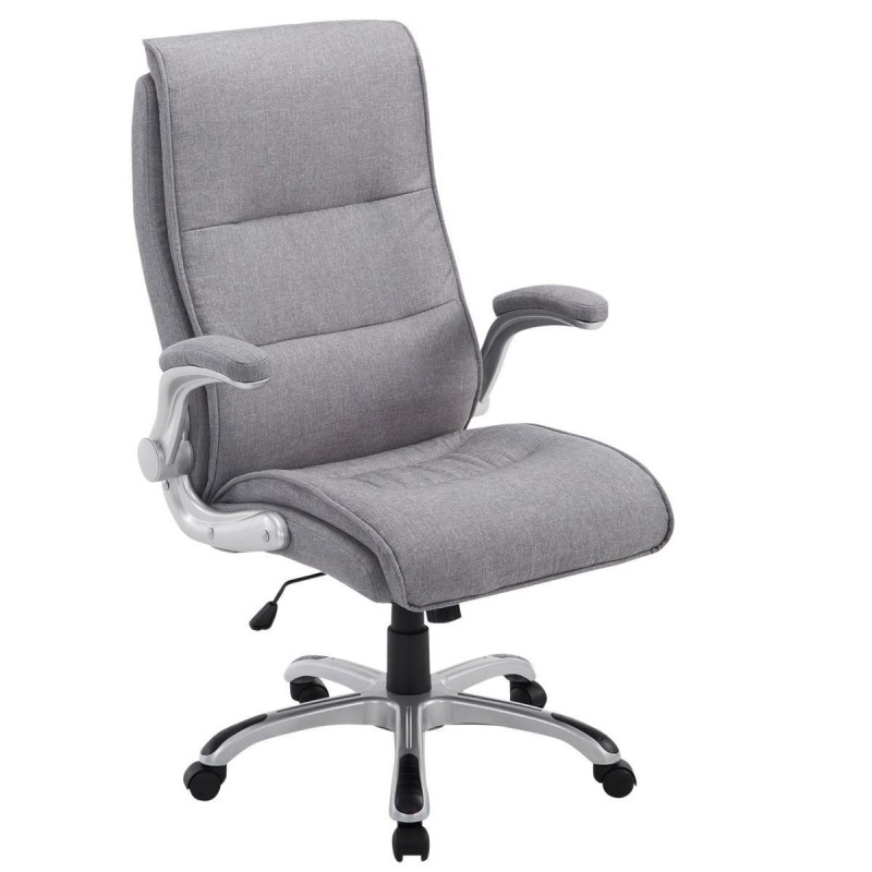 Sillón de Oficina CRISTIANO TELA, Reposabrazos Abatibles, En Negro