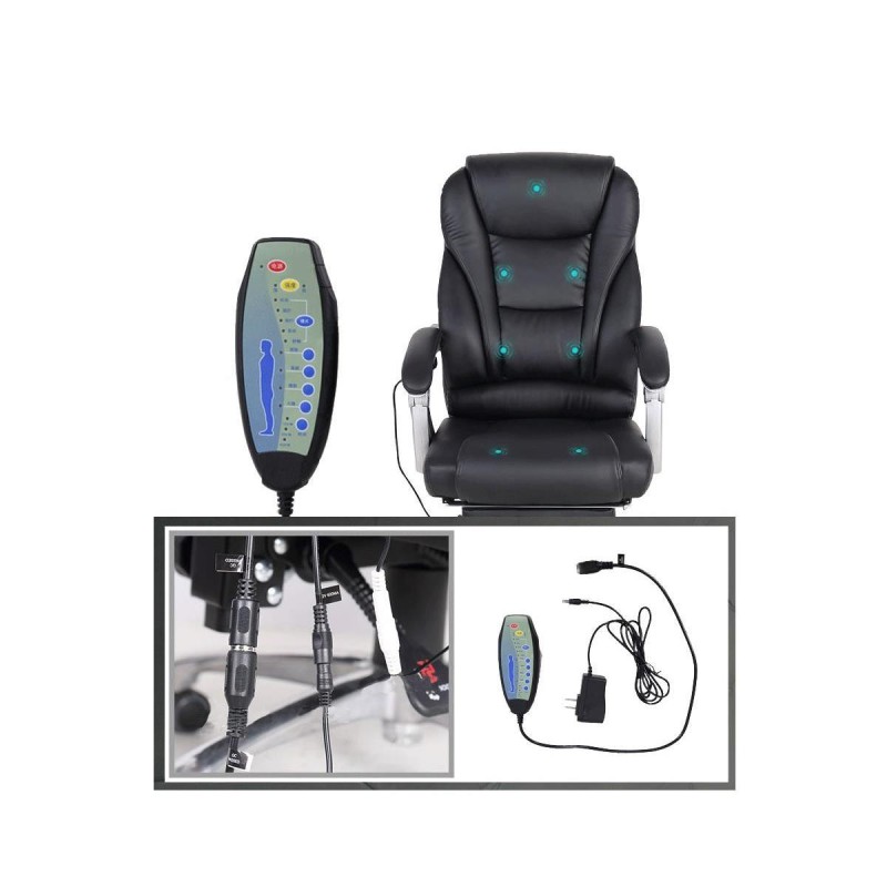 Sillón de Oficina COMODITY MASAJE PIEL, función mansaje, en piel negra
