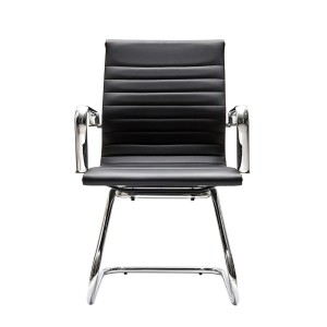Silla de confidente DORIS V, estructura cromada, en piel negra