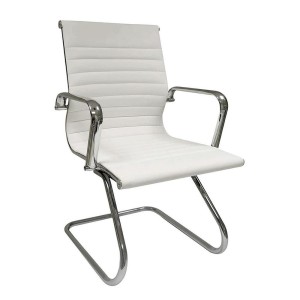 Silla de confidente DORIS V, estructura cromada, en piel negra