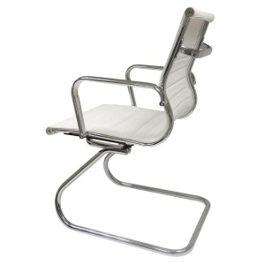 Silla de confidente DORIS V, estructura cromada, en piel negra