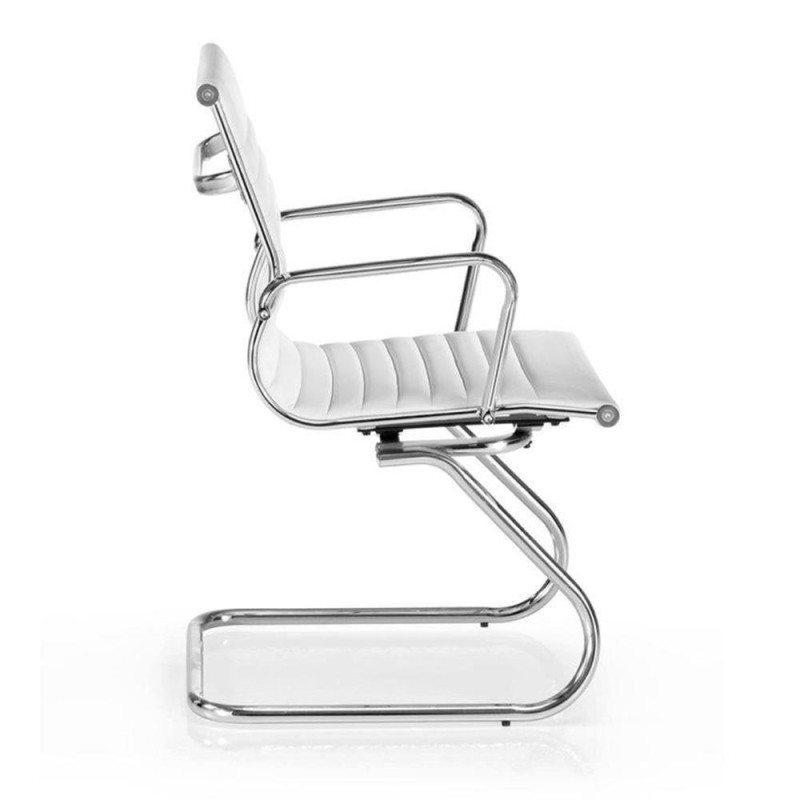Silla de confidente DORIS V, estructura cromada, en piel negra
