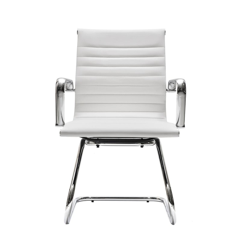 Silla de confidente DORIS V, estructura cromada, en piel negra