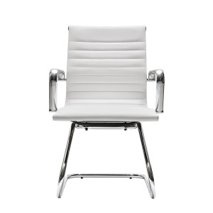 Silla de confidente DORIS V, estructura cromada, en piel negra