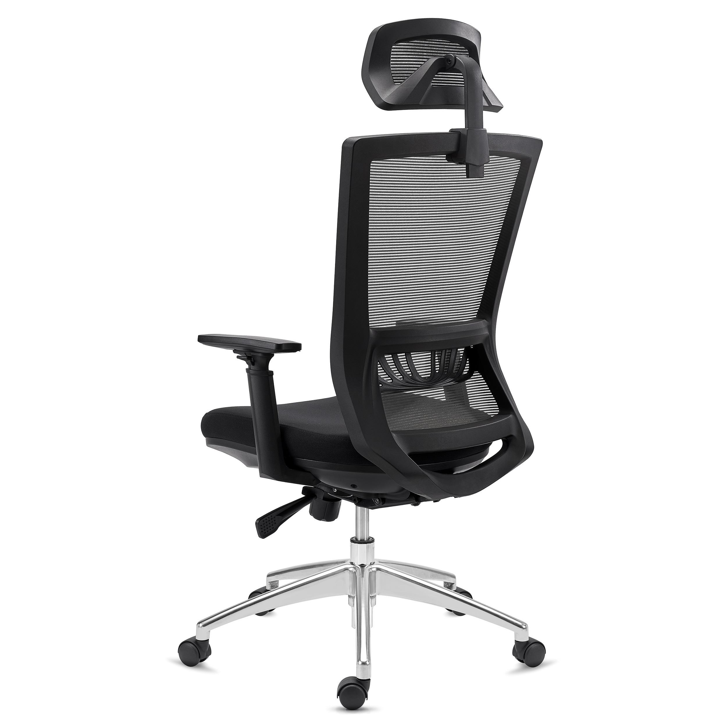 Silla Ergonómica MAGNUM ELITE, Reposacabezas, Uso 8h, Base Aluminio, Soporte Lumbar, Negro