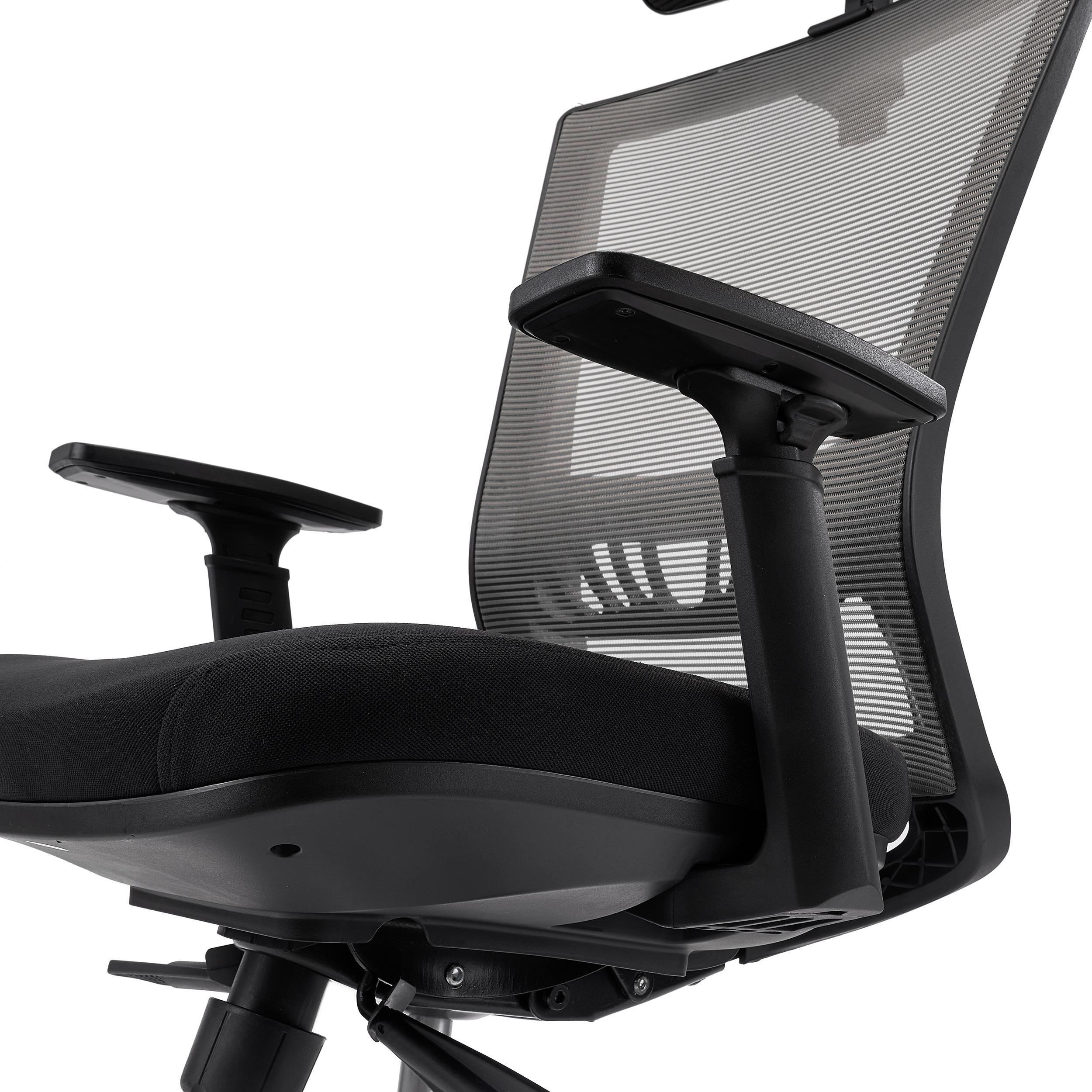 Silla Ergonómica MAGNUM ELITE, Reposacabezas, Uso 8h, Base Aluminio, Soporte Lumbar, Negro
