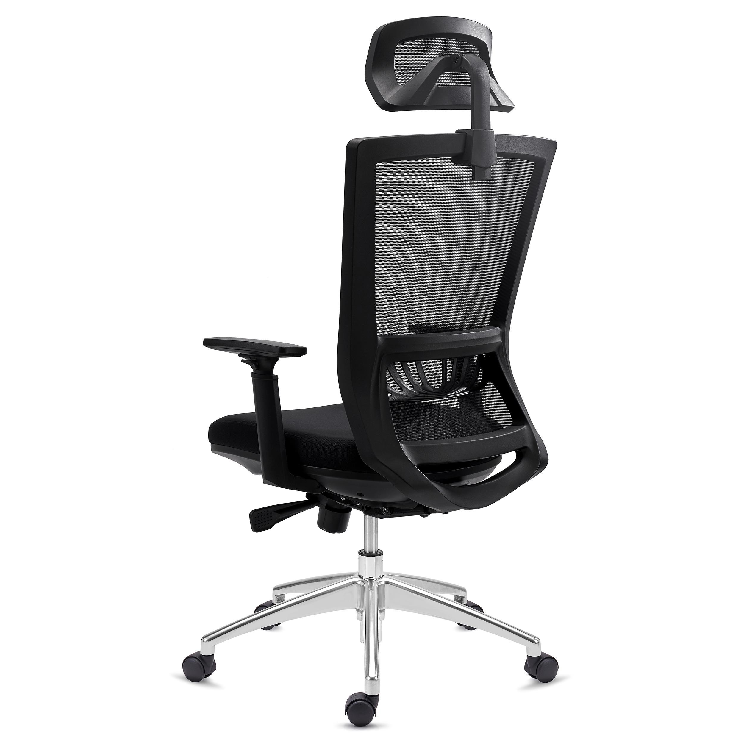 Silla Ergonómica MAGNUM ELITE, Reposacabezas, Uso 8h, Base Aluminio, Soporte Lumbar, Negro