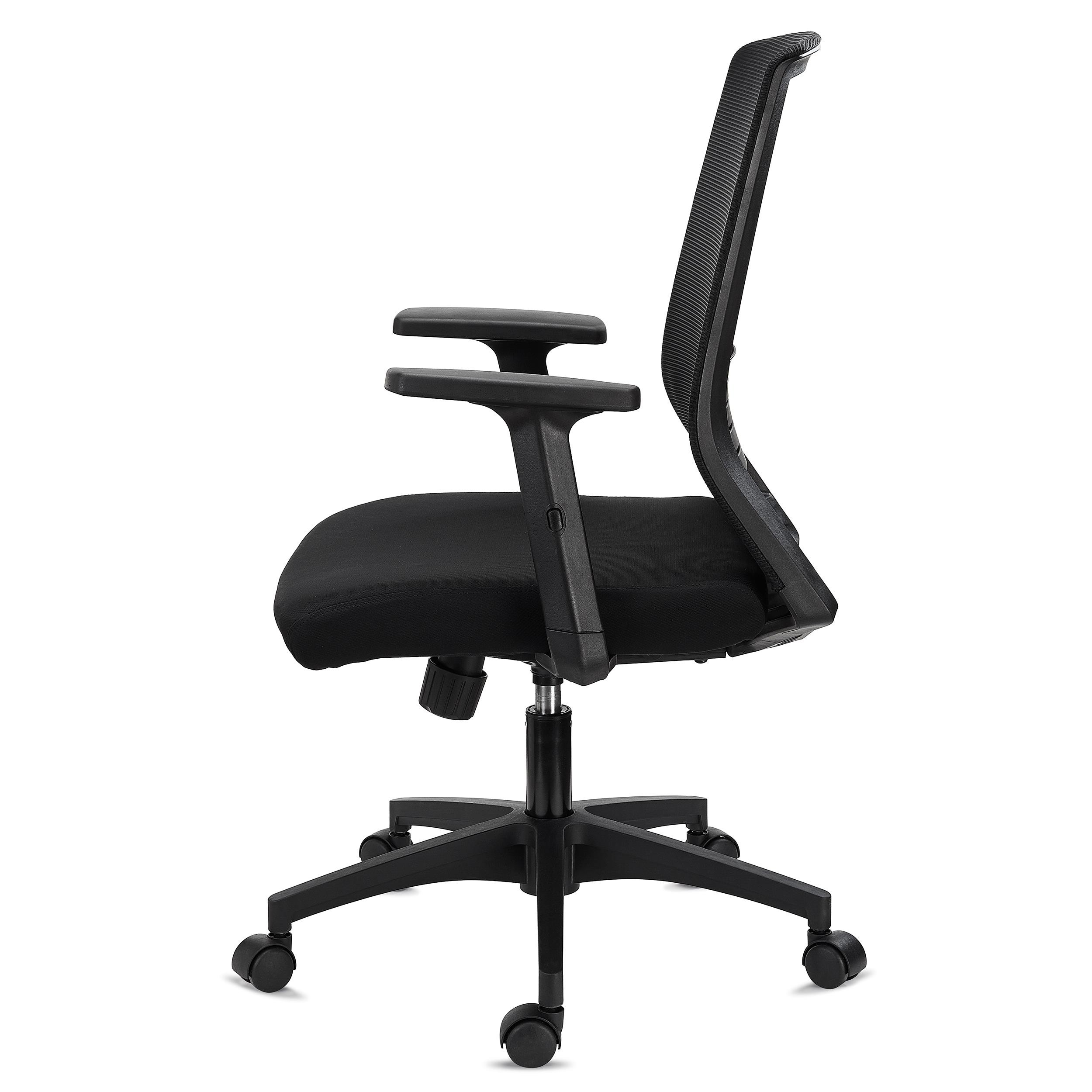 Silla de Oficina MIAMI, Soporte Lumbar, Brazos Ajustables, Cómoda y Robusta, Negro