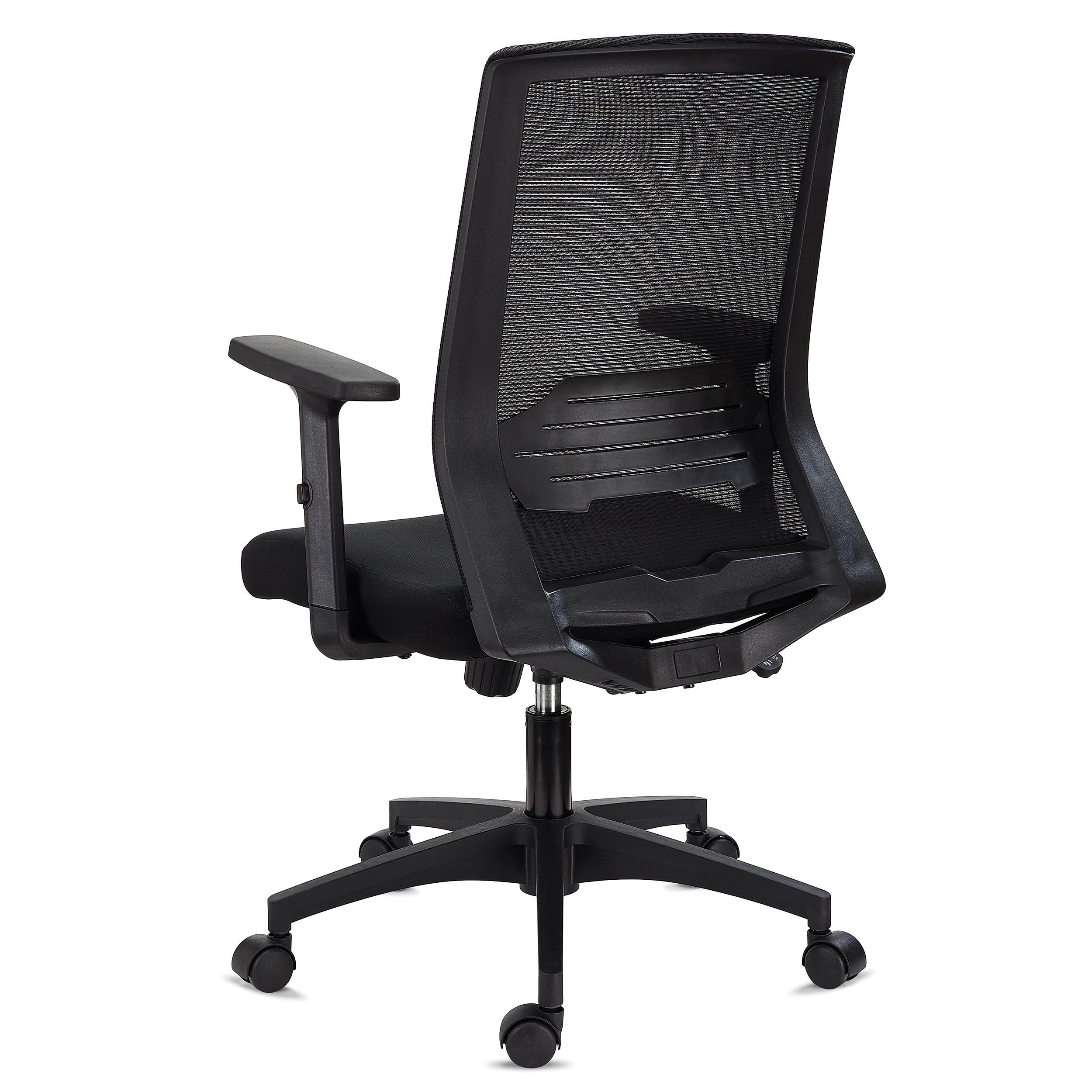 Silla de Oficina MIAMI, Soporte Lumbar, Brazos Ajustables, Cómoda y Robusta, Negro