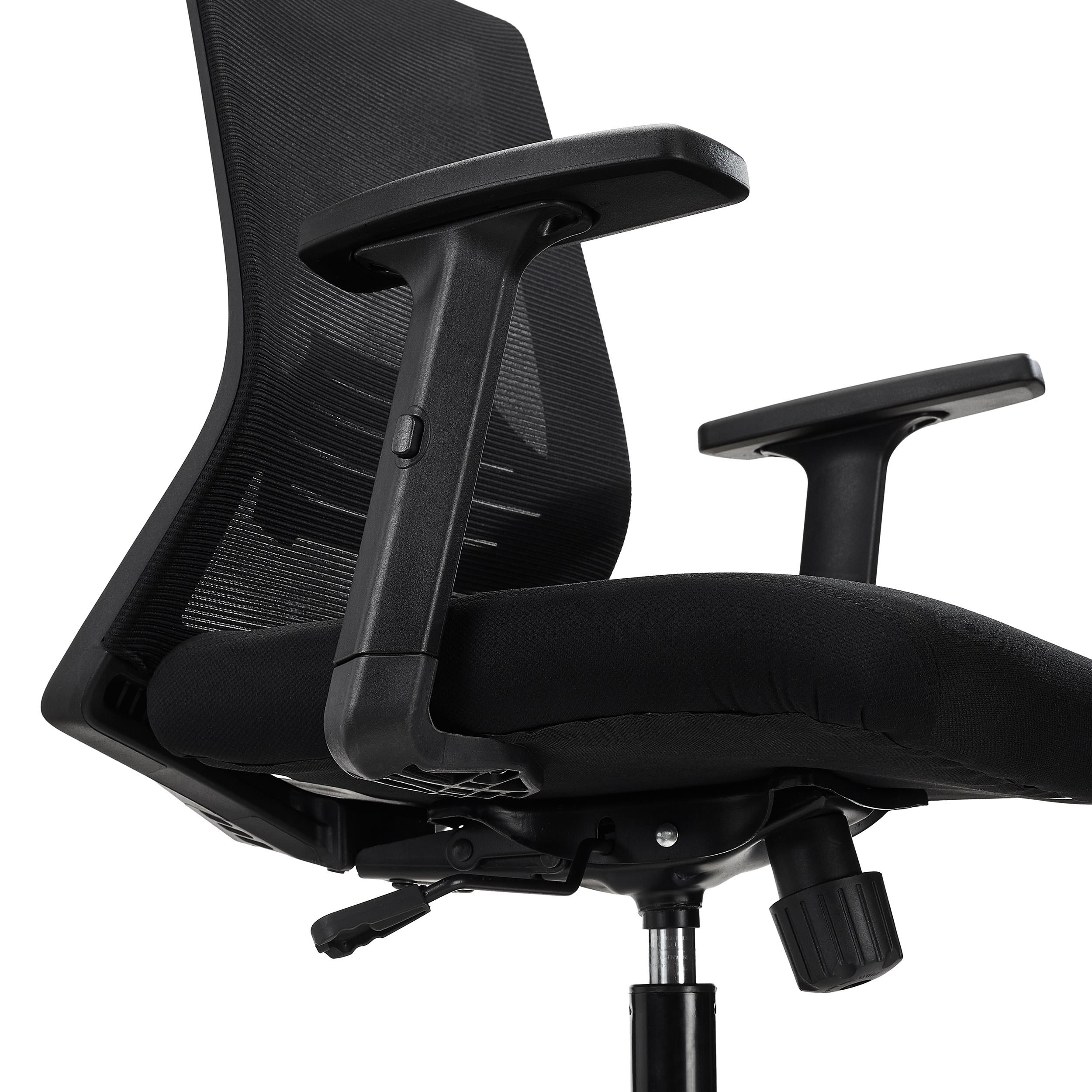 Silla de Oficina MIAMI, Soporte Lumbar, Brazos Ajustables, Cómoda y Robusta, Negro