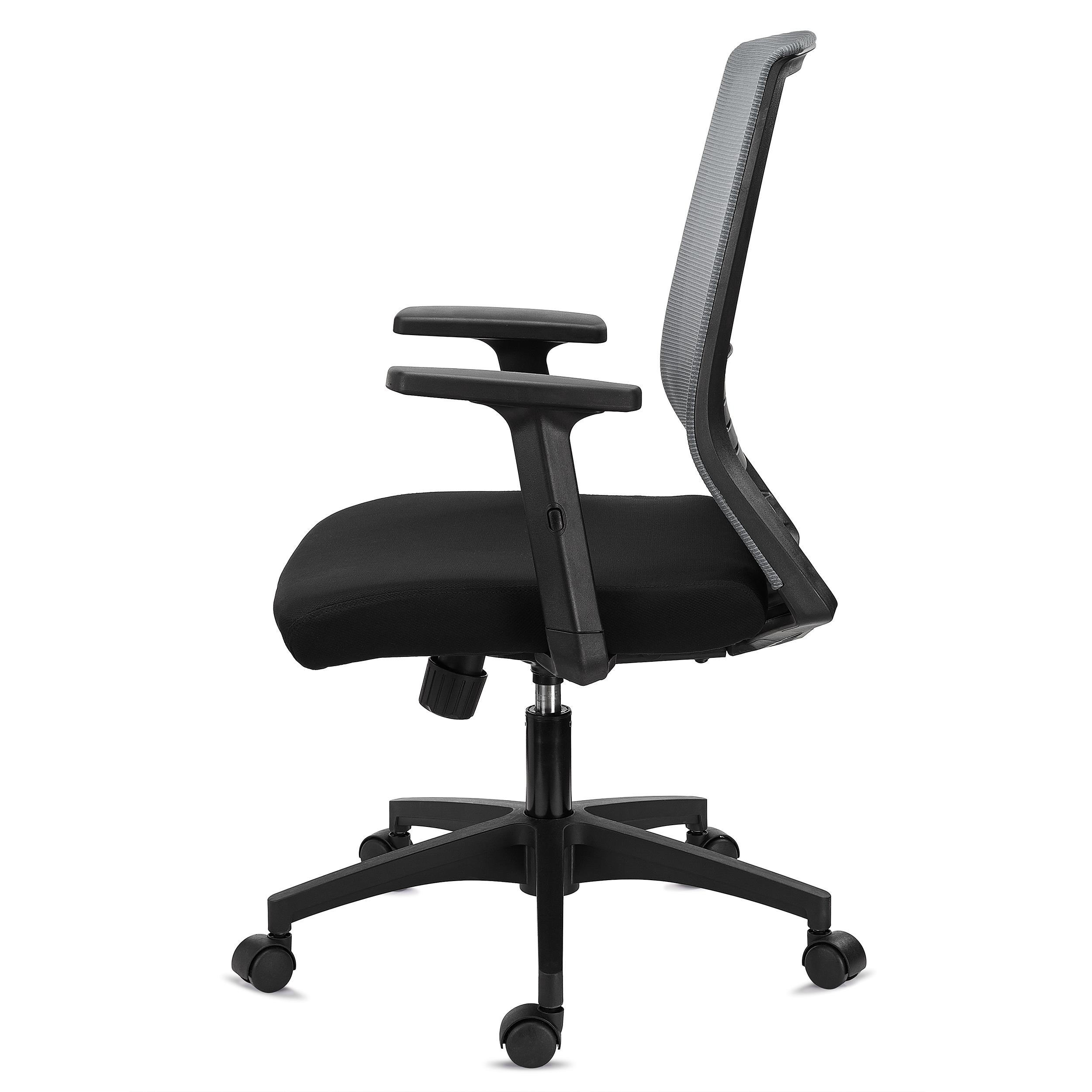 Silla de Oficina MIAMI, Soporte Lumbar, Brazos Ajustables, Cómoda y Robusta, Negro