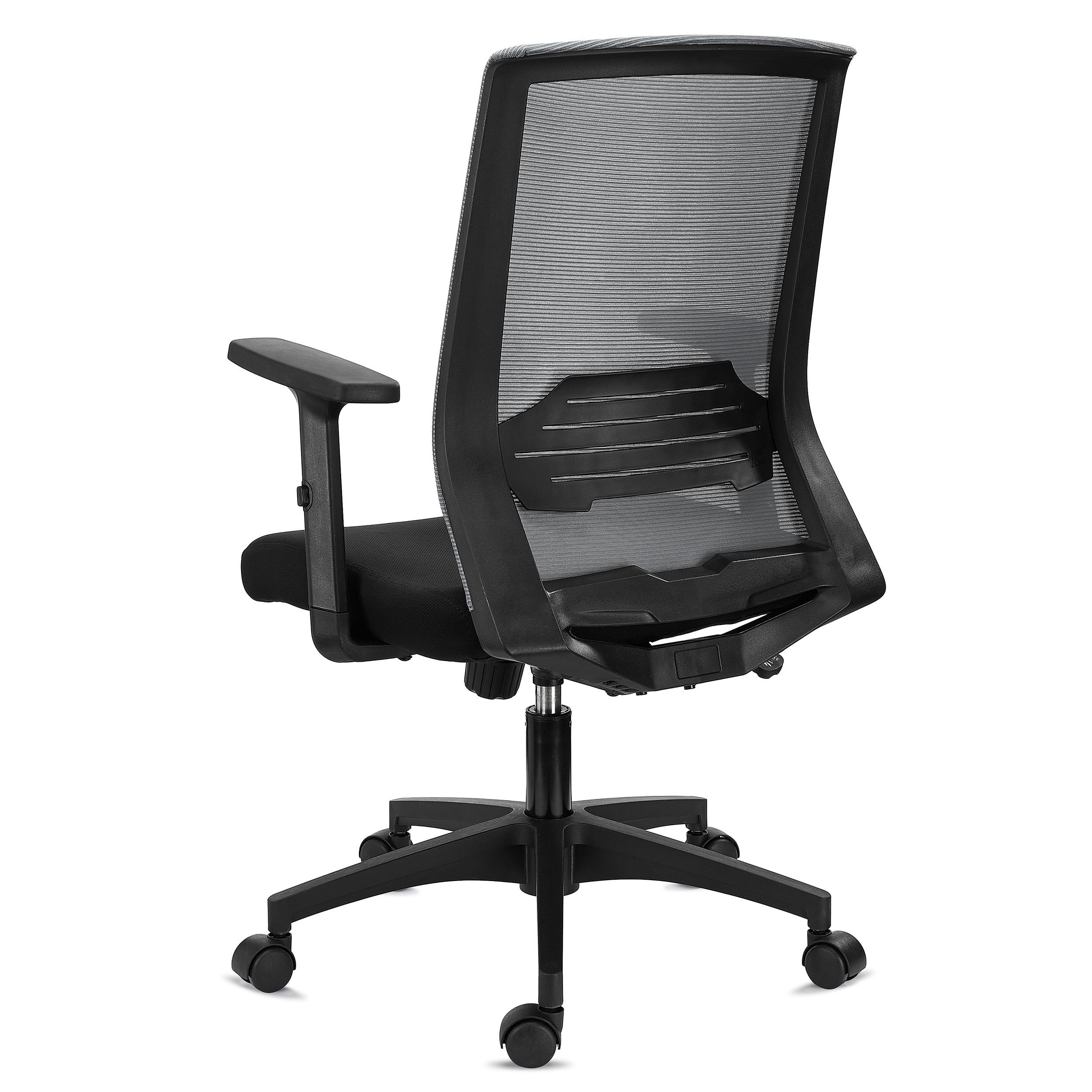 Silla de Oficina MIAMI, Soporte Lumbar, Brazos Ajustables, Cómoda y Robusta, Negro