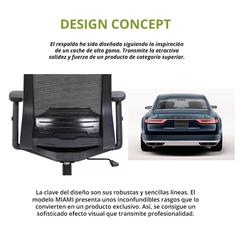 Silla de Oficina MIAMI, soporte lumbar, negro