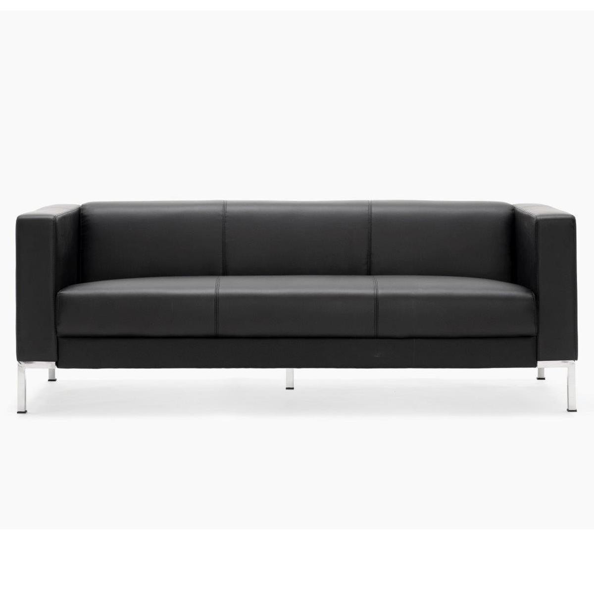 Sofá CARPIO 3 PLAZAS, Diseño Moderno, Gran Confort, en Piel Negra