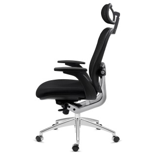 Silla de Oficina Ergonomica, ROYAL, con cabecero y soporte lumbar, en negro 2