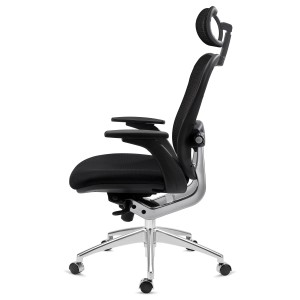 Silla de Oficina Ergonomica, ROYAL, con cabecero y soporte lumbar, en negro