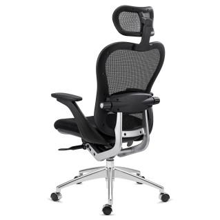 Silla de Oficina Ergonomica, ROYAL, con cabecero y soporte lumbar, en negro 2
