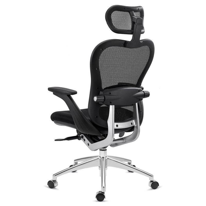 Silla de Oficina Ergonomica, ROYAL, con cabecero y soporte lumbar, en negro