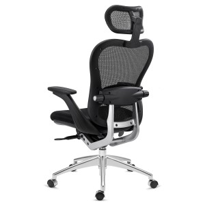 Silla de Oficina Ergonomica, ROYAL, con cabecero y soporte lumbar, en negro