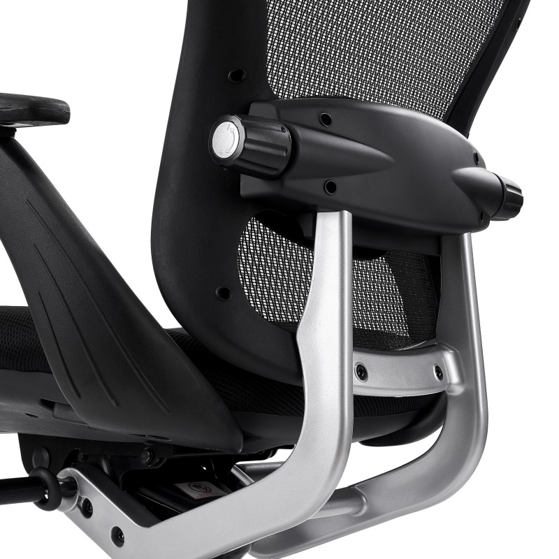 Silla de Oficina Ergonomica, ROYAL, con cabecero y soporte lumbar, en negro
