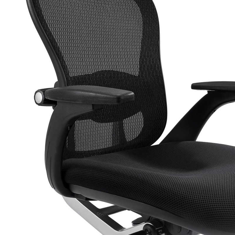 Silla de Oficina Ergonomica, ROYAL, con cabecero y soporte lumbar, en negro