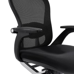 Silla de Oficina Ergonomica, ROYAL, con cabecero y soporte lumbar, en negro