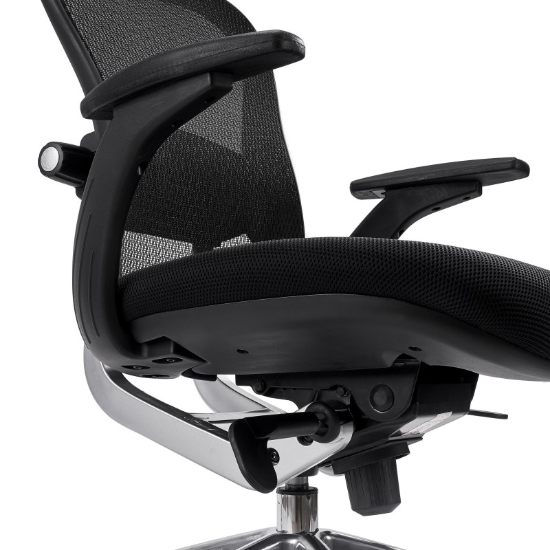 Silla de Oficina Ergonomica, ROYAL, con cabecero y soporte lumbar, en negro