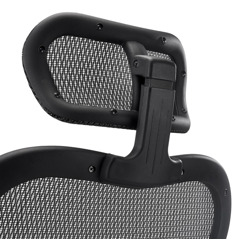 Silla de Oficina Ergonomica, ROYAL, con cabecero y soporte lumbar, en negro
