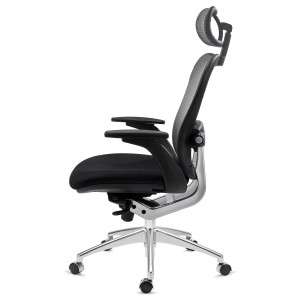 Silla de Oficina Ergonomica, ROYAL, con cabecero y soporte lumbar, en negro
